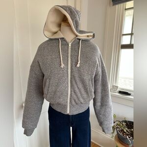 MWL Madewell reversible cropped “puffer” zip hoodie with Primaloft size XXS